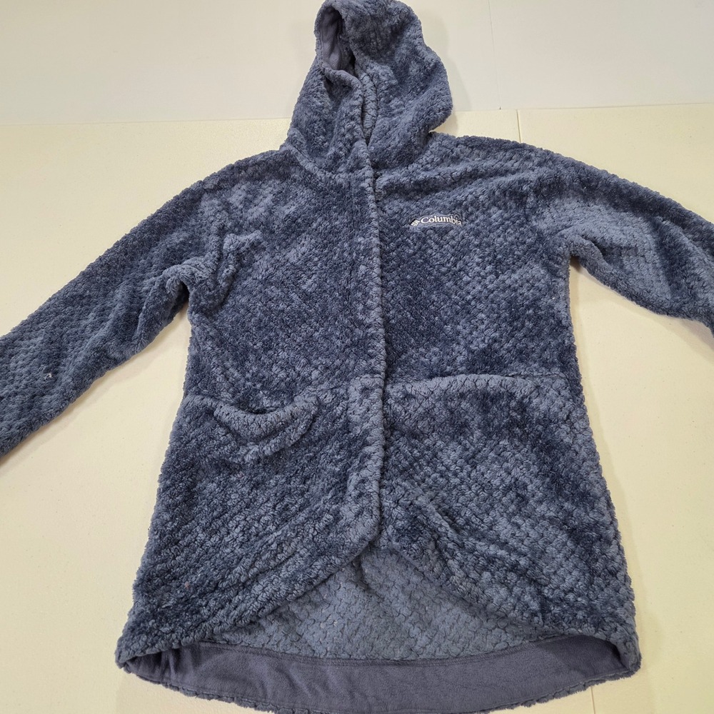 Columbia Womens Blue High Pile Fleece Full Zip Hooded Jacket Size M